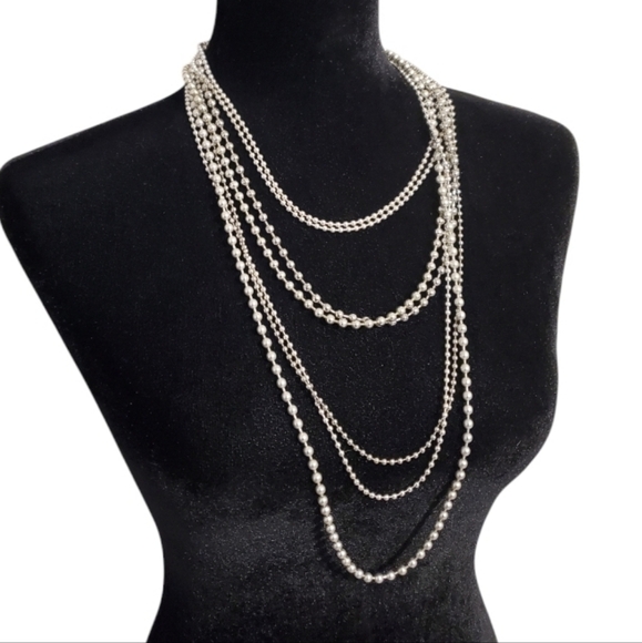 Chicos Silver Beaded Layered Necklace - Picture 1 of 4